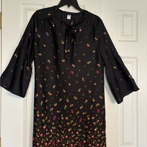 Old Navy Black Dress with Floral Patterns